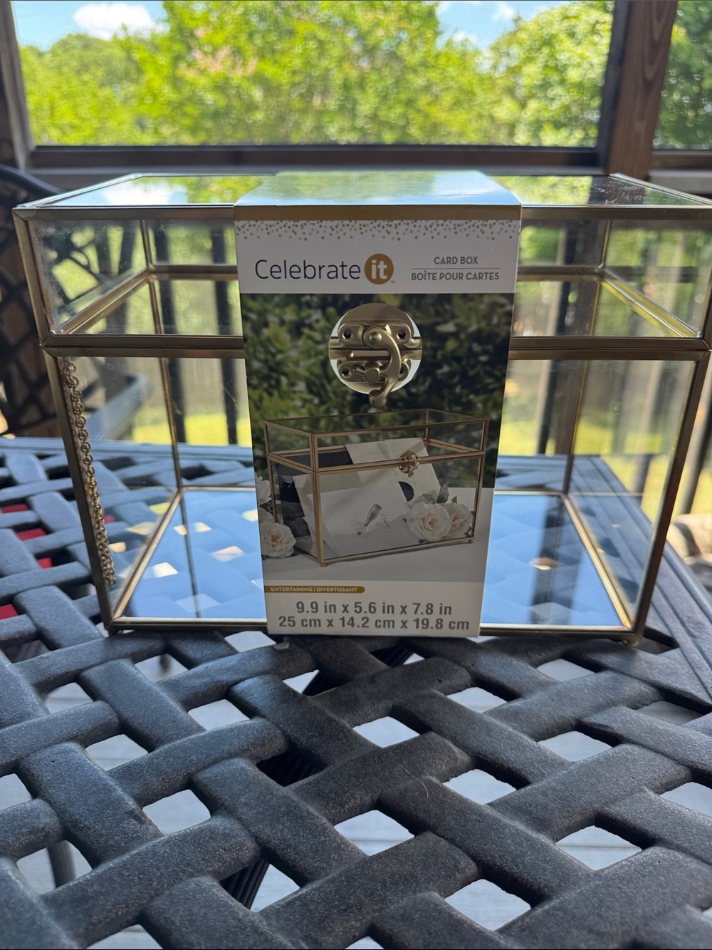 NEW "Celebrate It" Gold & Glass Wedding Graduation Party Card Box